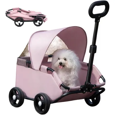 Poussette pour chiens et chats - Pliable, portable, avec auvent