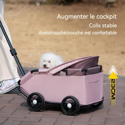 Poussette pour chiens et chats - Pliable, portable, avec auvent