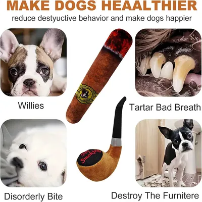 IntiMeg Jouets en peluche pour chiens en forme de cigarette