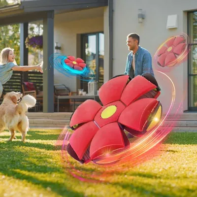 Pet Planet Jouet Balle Disque 2 Formes Transformable Lumière Pour Chien