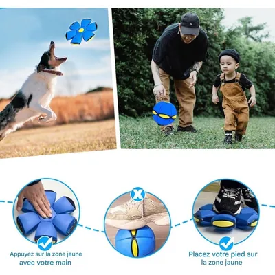Pet Planet Jouet Balle Disque 2 Formes Transformable Lumière Pour Chien