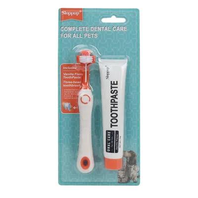 FurryFusion Kit de brosse à dents et de dentifrice pour chien et chat