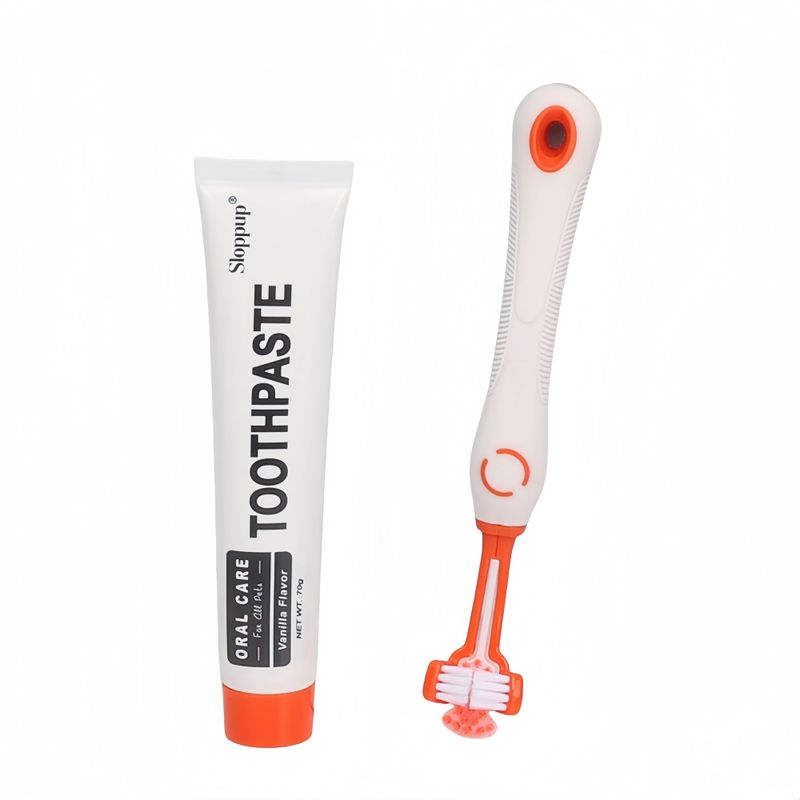FurryFusion Kit de brosse à dents et de dentifrice pour chien et chat