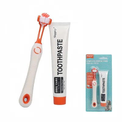 FurryFusion Kit de brosse à dents et de dentifrice pour chien et chat