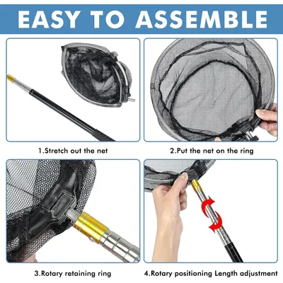 ZENITHMIND télescopique pliable portable Filet de pêche Épuisette