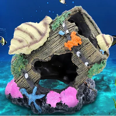 ZENITHMIND Aquarium Ornement Vue sur Rocheux sous Forme de Cave avec