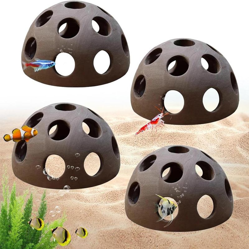 ZENITHMIND Lot de 4 cachettes en céramique pour aquarium,animaux aquatiques