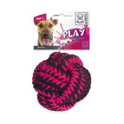 M-PETS - TWIST Balle - Ø 11 cm - Rose, Jaune & Bleu - Corde Coton