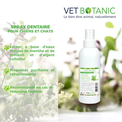 SPRAY DENTAIRE EAUX FLORALES CHIENS ET CHATS - Assainit et rafraichit