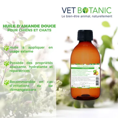 HUILE D'AMANDE DOUCE - Soin cutané du chien et du chat