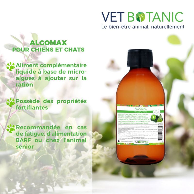 ALGOMAX Fortifiant spiruline et chlorelle - Tonus, vitalité chien et  chat