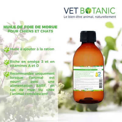 HUILE DE FOIE DE MORUE - Vitalité et mue chiens et chats
