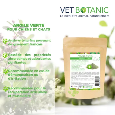 ARGILE VERTE EN POUDRE - Troubles cutanés du chien et du chat