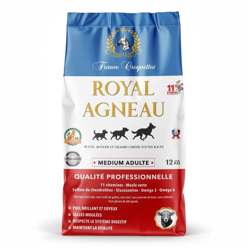 france croquettes pour chien adulte royal agneau 12kg