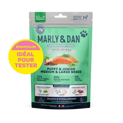 Marly & Dan - Croquettes Sans Céréales Saumon Chiot Moyenne/Grande Taille