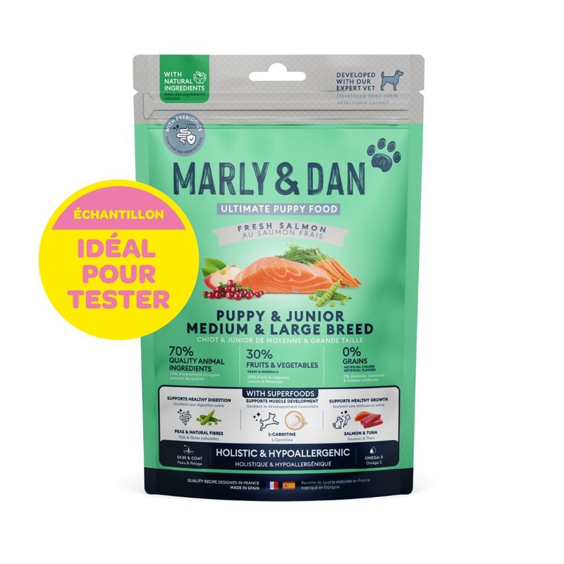 Marly & Dan - Croquettes Sans Céréales Saumon Chiot Moyenne/Grande Taille
