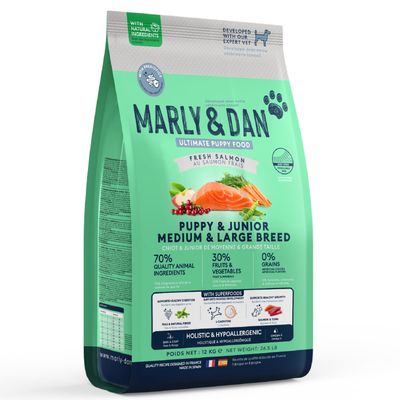 Marly & Dan - Croquettes Sans Céréales Saumon Chiot Moyenne/Grande Taille