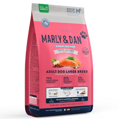 Marly & Dan - Croquettes Sans Céréales au Saumon Chien de Grande Taille