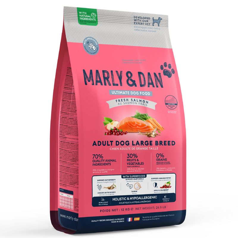 Marly & Dan - Croquettes Sans Céréales au Saumon Chien de Grande Taille