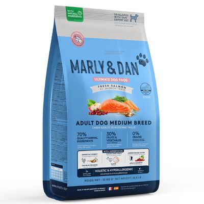 Marly & Dan - Croquettes Sans Céréales au Saumon Chien de Taille Moyenne