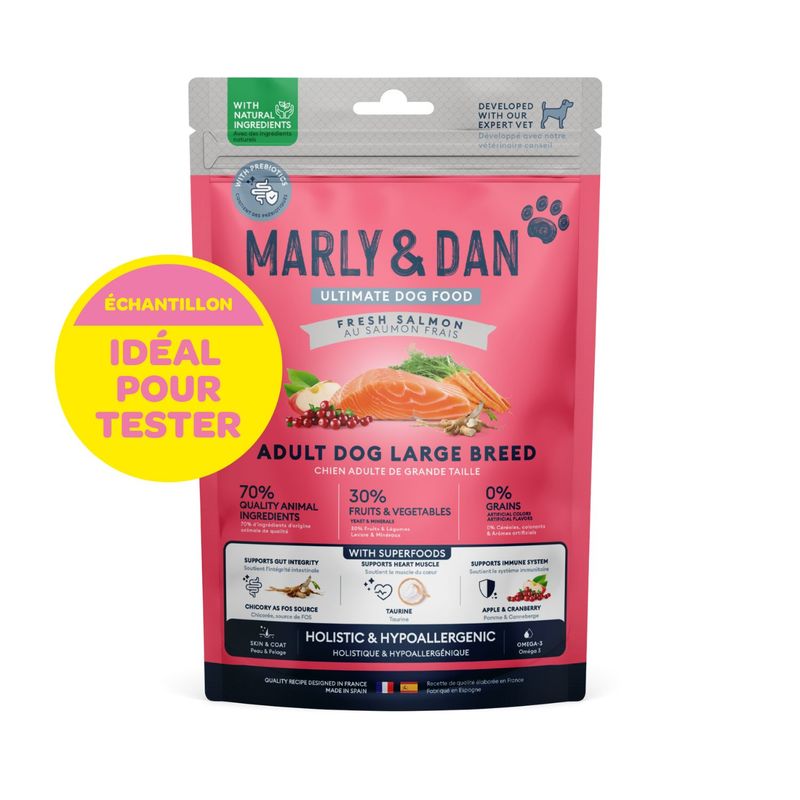 Marly & Dan - Croquettes Sans Céréales au Saumon Chien de Grande Taille