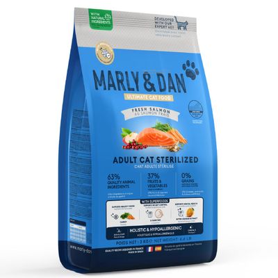 Marly & Dan - Croquettes Sans Céréales au Saumon Chat Adulte et Stérilisé