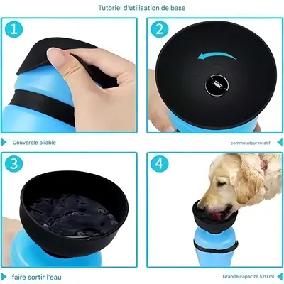 FurryFusion Bouteille de voyage pour animaux de compagnie 520 ml