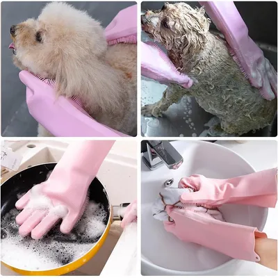 UAMLY Gants de nettoyage en silicone allongés pour chats