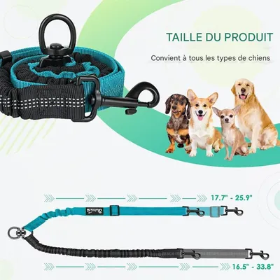 IntiMeg Laisse pour 2 chiens double réglable