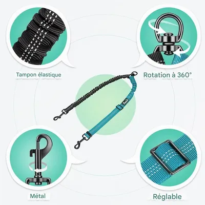 IntiMeg Laisse pour 2 chiens double réglable