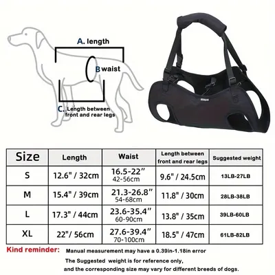 UAMLY Harnais de levage pour chien, sac à dos pour pattes