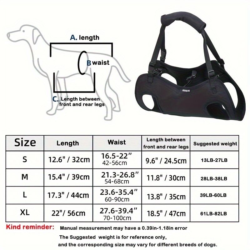 UAMLY Harnais de levage pour chien, sac à dos pour pattes