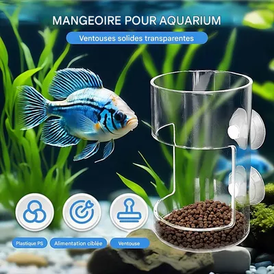FurryFusion Distributeur de nourriture pour aquarium avec ventouse