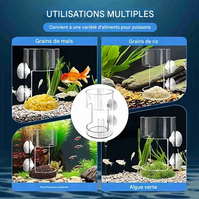 FurryFusion Distributeur de nourriture pour aquarium avec ventouse