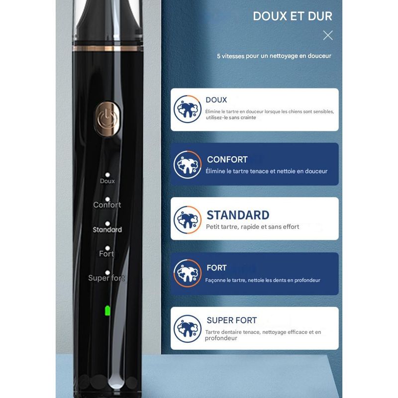 IntiMeg Brosse à dents à ultrasons pour nettoyer le tartre dentaire