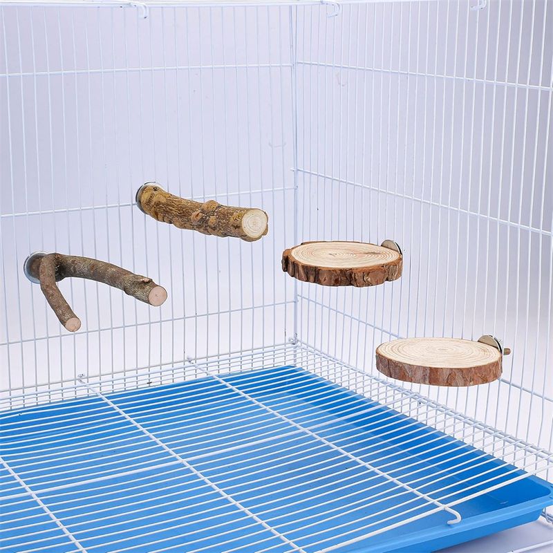 IntiMeg Perchoirs en bois naturel pour cage à oiseaux