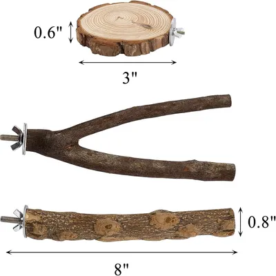 IntiMeg Perchoirs en bois naturel pour cage à oiseaux