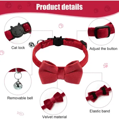 UAMLY Collier pour chat avec clochette et nœud papillon