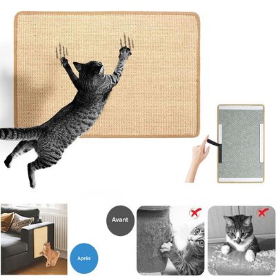 IntiMeg Tapis de sol anti-griffures en sisal pour chat 60*40CM