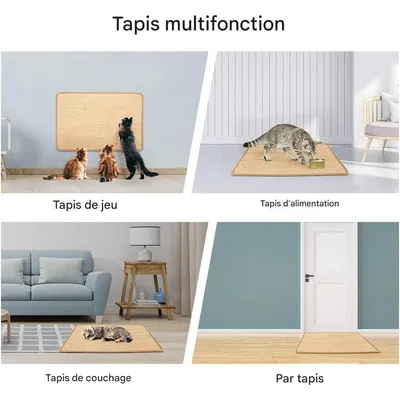 IntiMeg Tapis de sol anti-griffures en sisal pour chat 60*40CM