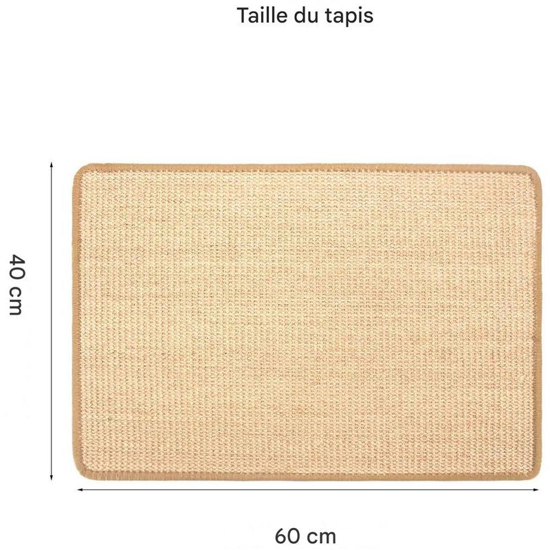 IntiMeg Tapis de sol anti-griffures en sisal pour chat 60*40CM
