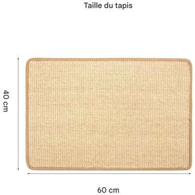 IntiMeg Tapis de sol anti-griffures en sisal pour chat 60*40CM