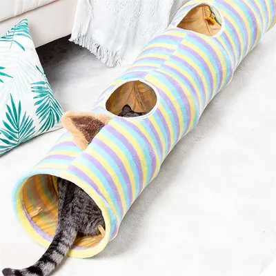 IntiMeg Tunnel jouet en daim pour chat et petits animaux