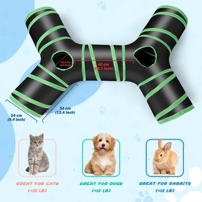 UAMLY Túnel para gatos con forma de hueso, de 4 vías