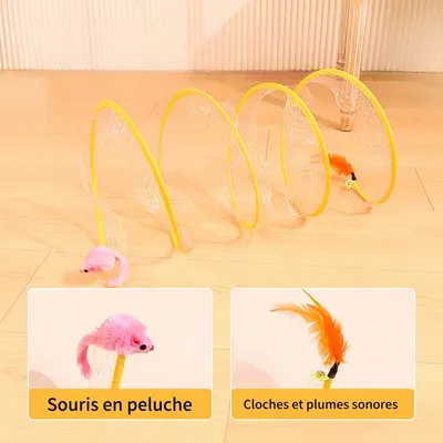 FurryFusion Tunnel à ressort en S pour chat