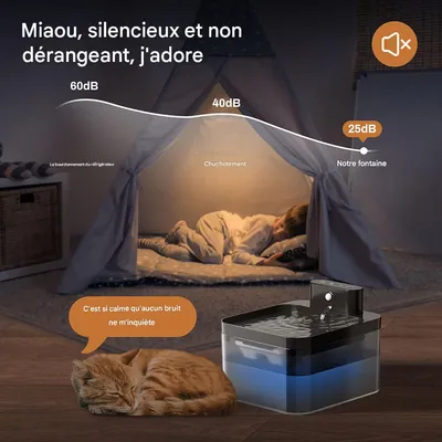 IntiMeg Fontaine à eau sans fil pour chat