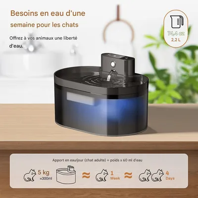 IntiMeg Fontaine à eau sans fil pour chat
