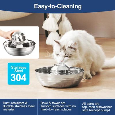 UAMLY Fontaine pour chat en acier inoxydable