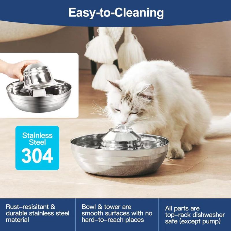 UAMLY Fontaine pour chat en acier inoxydable