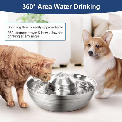 UAMLY Fuente para gatos de acero inoxidable